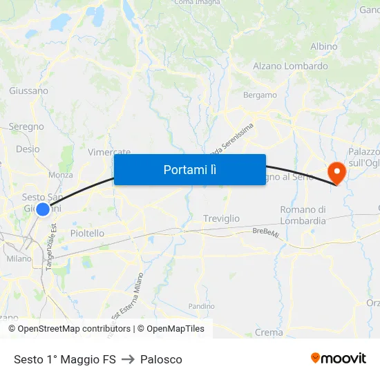 Sesto 1° Maggio FS to Palosco map