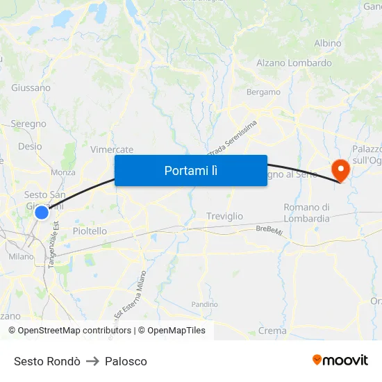 Sesto Rondò to Palosco map