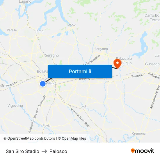 San Siro Stadio to Palosco map