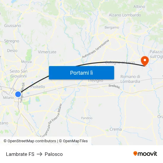 Lambrate FS to Palosco map