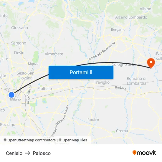 Cenisio to Palosco map