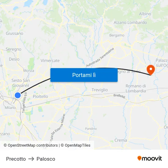 Precotto to Palosco map