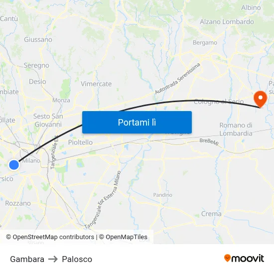 Gambara to Palosco map