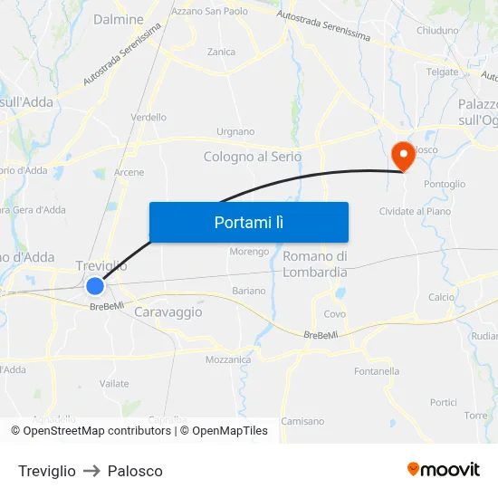 Treviglio to Palosco map