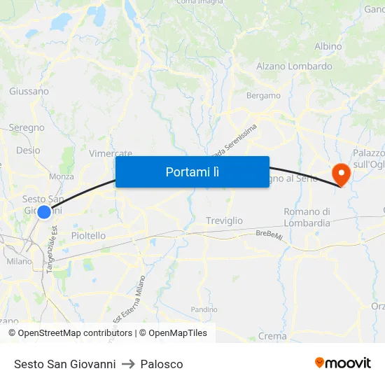 Sesto San Giovanni to Palosco map