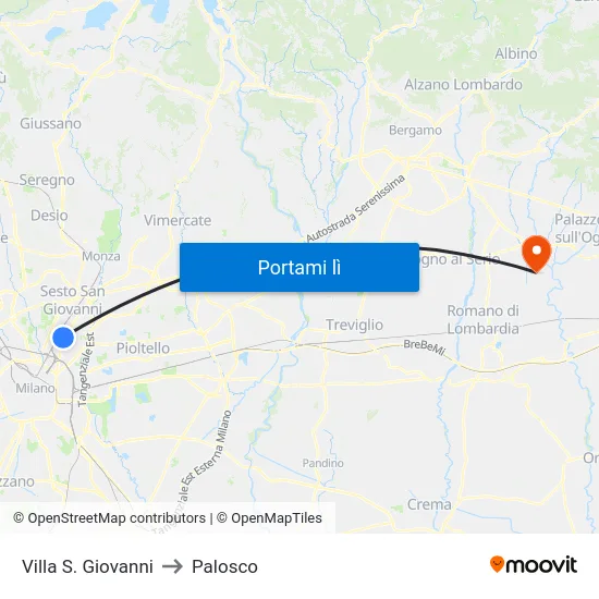 Villa S. Giovanni to Palosco map