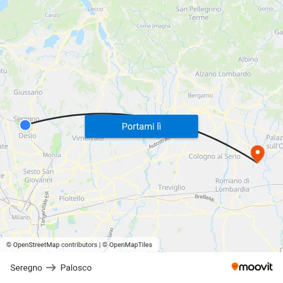Seregno to Palosco map