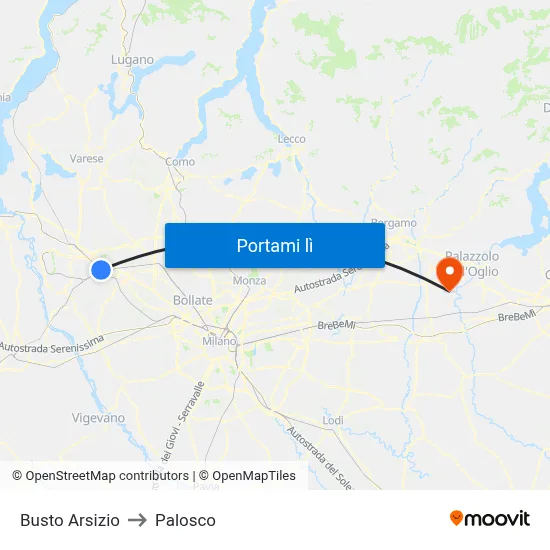 Busto Arsizio to Palosco map