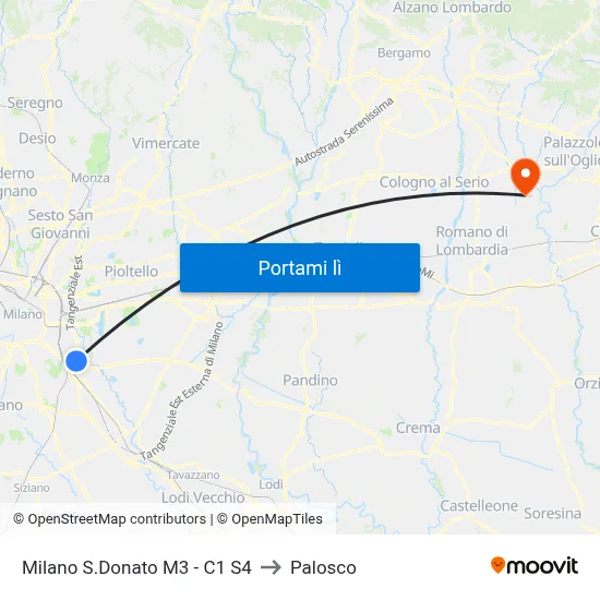 Milano S.Donato M3 - C1 S4 to Palosco map