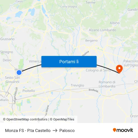 Monza FS - P.ta Castello to Palosco map