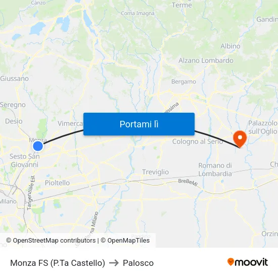 Monza FS (P.Ta Castello) to Palosco map