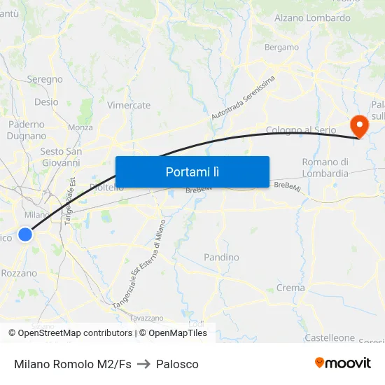 Milano Romolo M2/Fs to Palosco map