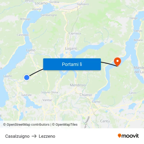 Casalzuigno to Lezzeno map