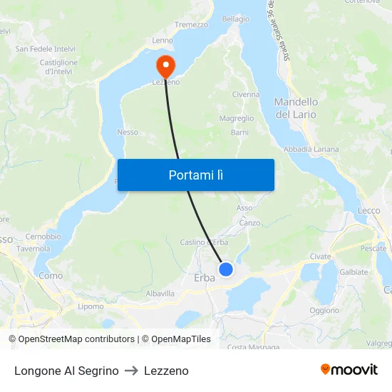 Longone Al Segrino to Lezzeno map