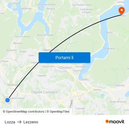 Lozza to Lezzeno map