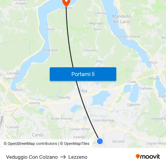 Veduggio Con Colzano to Lezzeno map