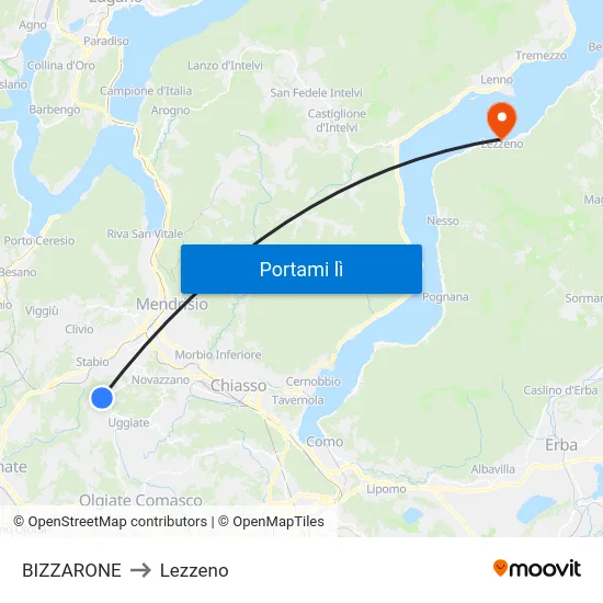BIZZARONE to Lezzeno map