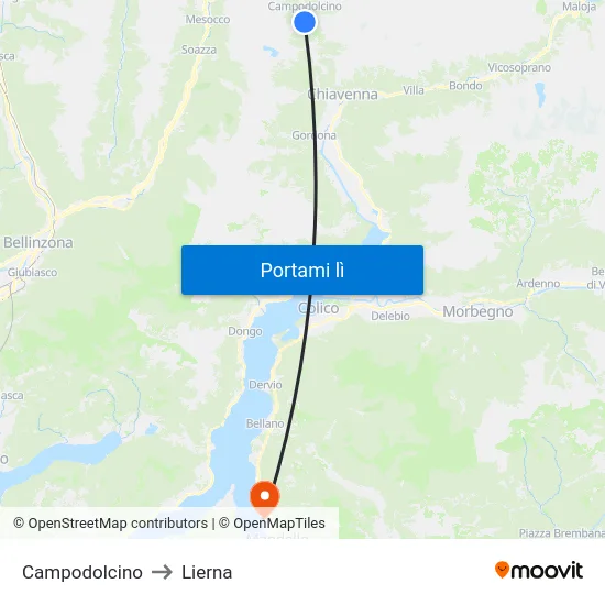 Campodolcino to Lierna map