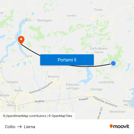 Collio to Lierna map