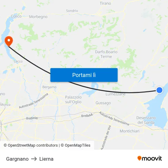 Gargnano to Lierna map