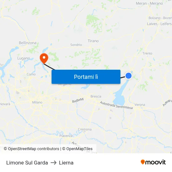 Limone Sul Garda to Lierna map