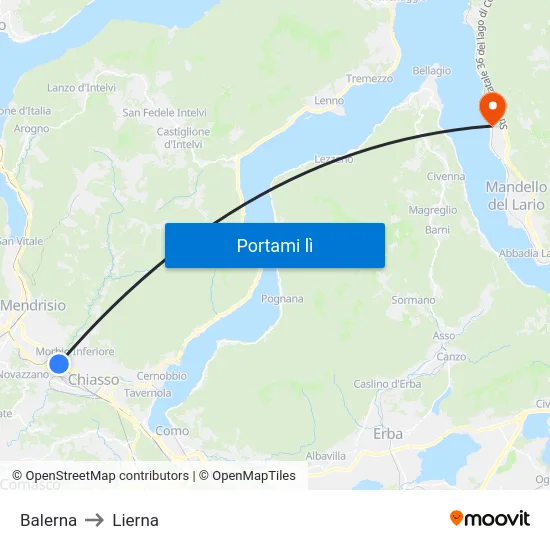 Balerna to Lierna map