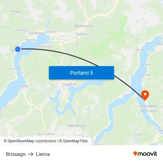 Brissago to Lierna map