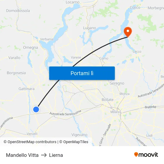 Mandello Vitta to Lierna map