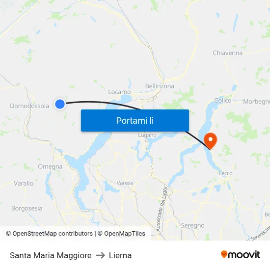 Santa Maria Maggiore to Lierna map