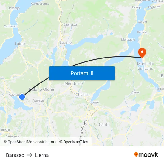 Barasso to Lierna map