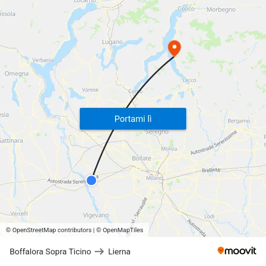 Boffalora Sopra Ticino to Lierna map