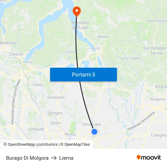 Burago Di Molgora to Lierna map