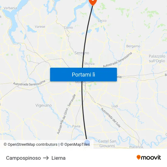 Campospinoso to Lierna map