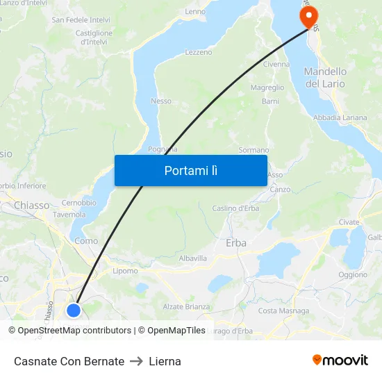 Casnate Con Bernate to Lierna map