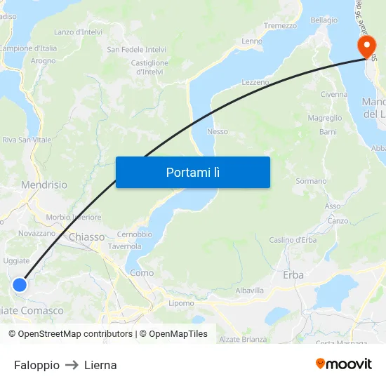 Faloppio to Lierna map