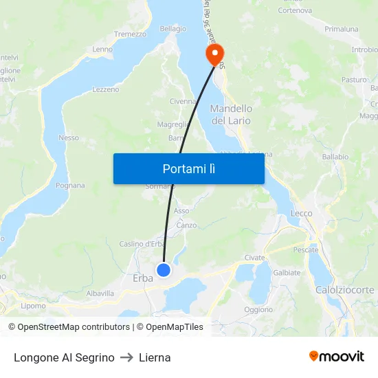 Longone Al Segrino to Lierna map