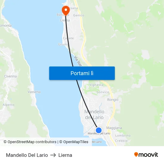 Mandello Del Lario to Lierna map