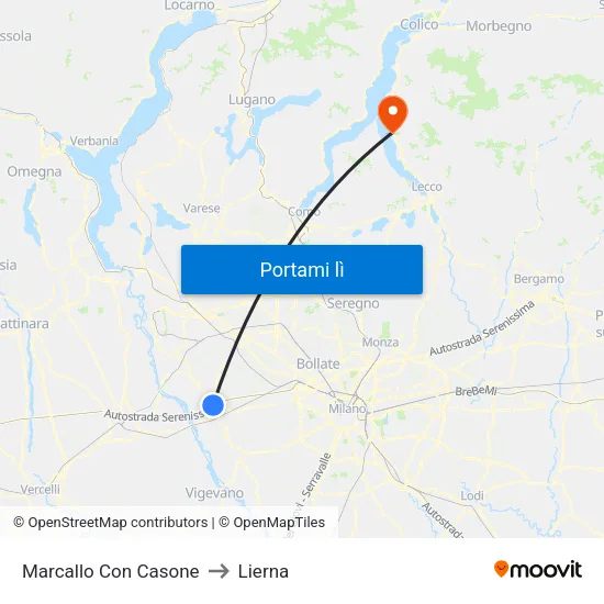 Marcallo Con Casone to Lierna map