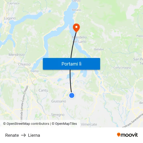 Renate to Lierna map