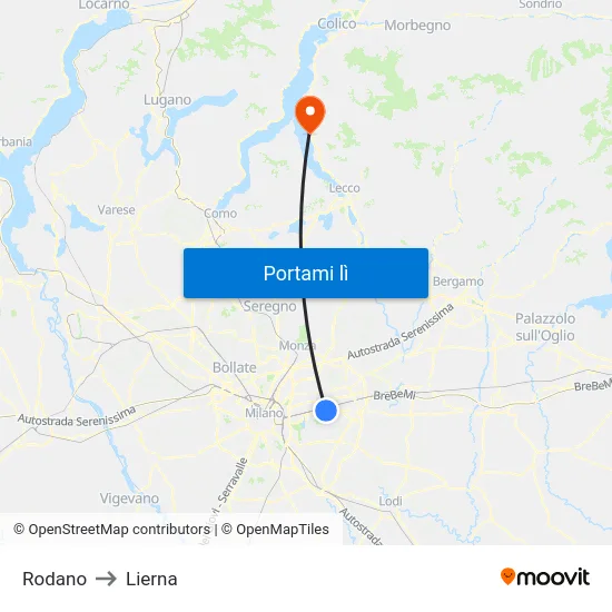 Rodano to Lierna map