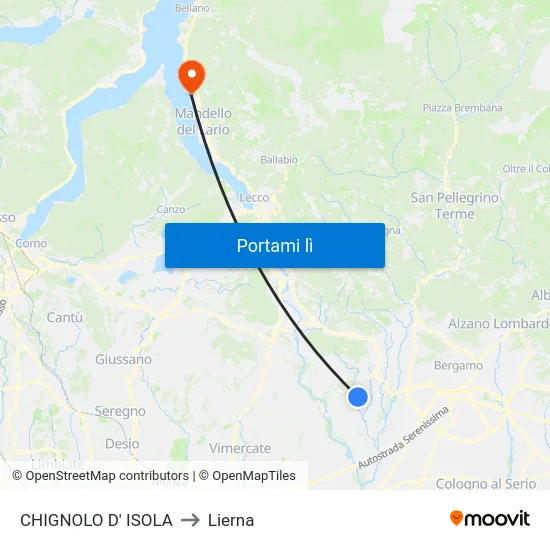 CHIGNOLO D' ISOLA to Lierna map