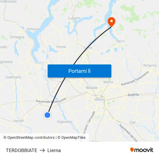 TERDOBBIATE to Lierna map