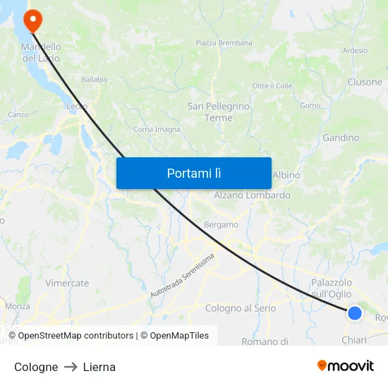 Cologne to Lierna map