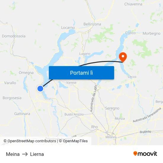 Meina to Lierna map