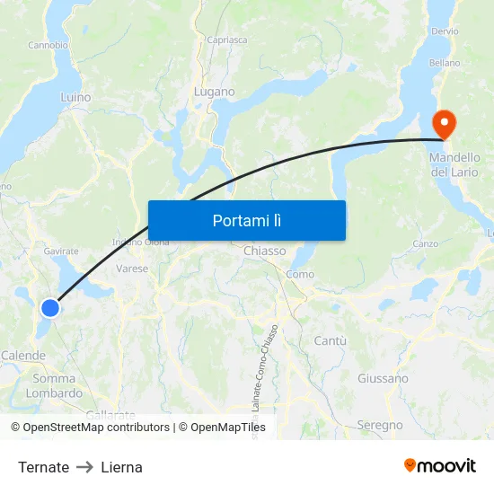 Ternate to Lierna map