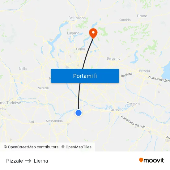 Pizzale to Lierna map