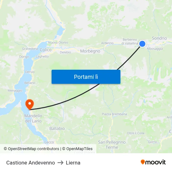 Castione Andevenno to Lierna map