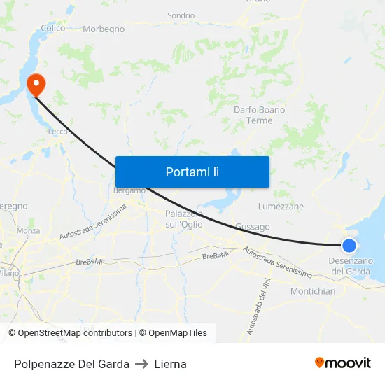 Polpenazze Del Garda to Lierna map