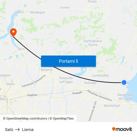 Salò to Lierna map