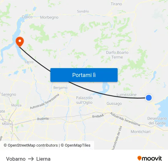 Vobarno to Lierna map